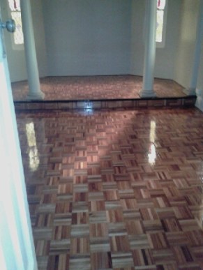 This was the big surprise. No idea that the old green carpet covered the original parquetry flooring which I've been told was great quality and has come up beautifully.