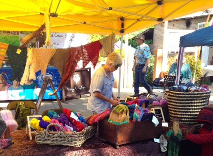 Under the yellow marquee which did such a great job during such challenging weather.