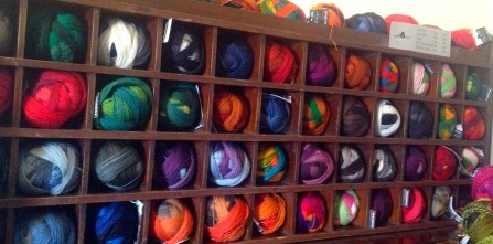 Our display in an old pigeon hole cabinet.