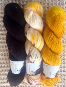 My Hedgehog Fibres colours - Graphite, Monarch and Pollen.
